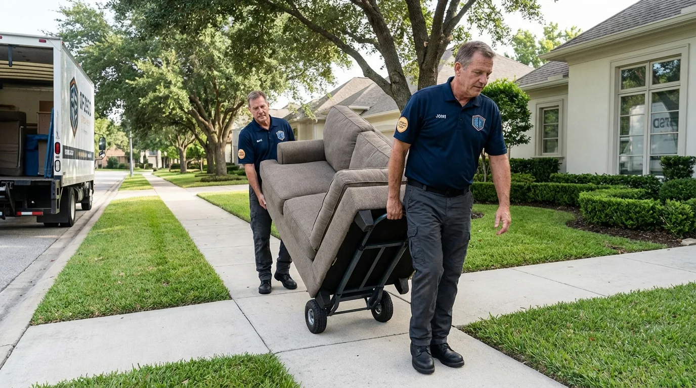 Local residential moving crew loading furniture in Woodbine, GA